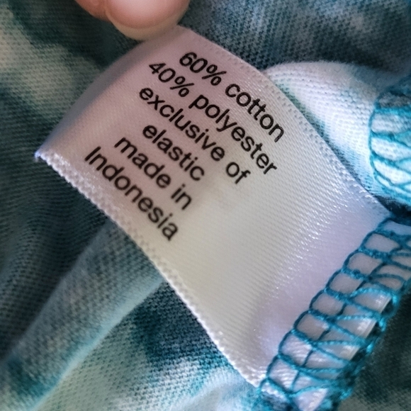 Lane Bryant Crew Neck Teal Stripe Elastic Bottom Tee - Picture 8 of 9